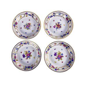 Bavaria Germany Dresden RICH 7.5" Floral Soup Desert Fruit Bowls Set of 4